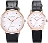 JewelryWe Pair of Watches Analogue Quartz Partner Friendship Watch Classic Simple Leather Strap Couple Watch for Men Women Black/Brown