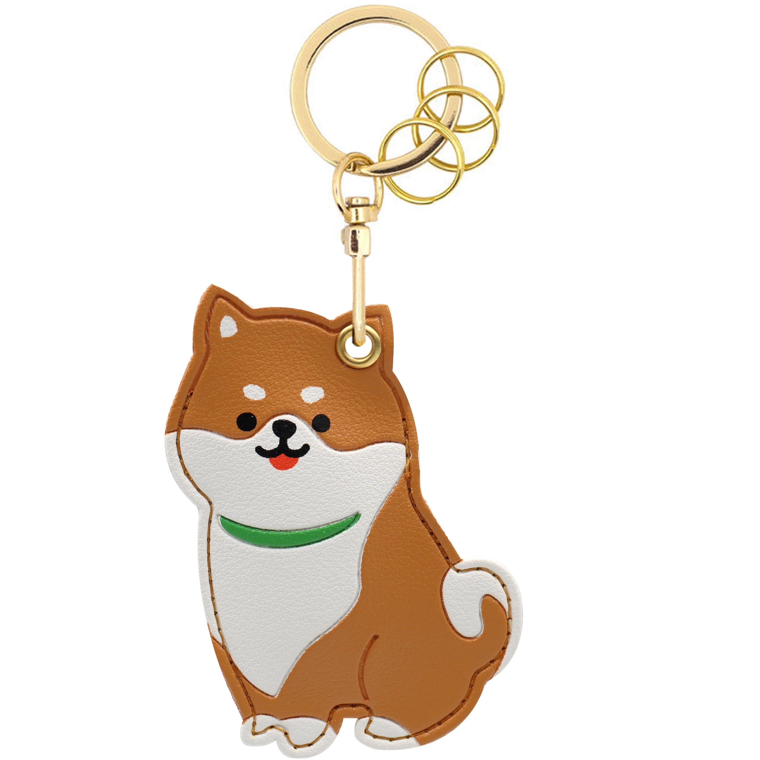 MC Fashion PU Leather Keychain Holder Compatible with AirTag, Cute Pet Cat and Dog GPS Tracker Case Charm Key Ring