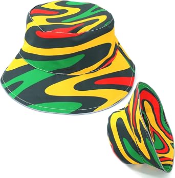 Reggae Reflective Double Sided Printed Fishermans Hat Bucket Hat For Man And Woman Jamaican Rasta