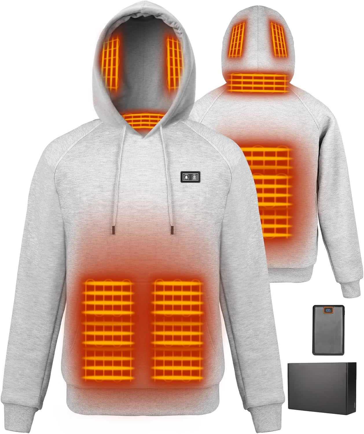 Heated Hoodie for Men Women with 7.4V 16000mAh Battery Pack Mens Womens Heated Sweatshirt Heated Pullover Hooded