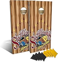 Vista 9 de Slick Woody's Tablas de Cornhole de Grado Profesional - Juego de Lanzamiento de Agujero de Maíz de Madera Maciza de 4' x 2' Reglamentario con Veta