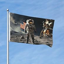 Flag 3x5 Ft Double Sided Heavy Duty Outdoor Flags Personalized Banner with Grommets Astronaut Landing on The Moon Flags for Outside Spring Summer Garden Flag for Yard Indoor/Outdoor Decoration