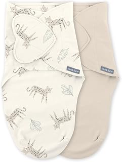 SwaddleMe by Ingenuity, Monogram Collection Swaddle, Size 0-3 Months, 3.2-6.4kg, 2pk, 0.5 TOG - Born Free