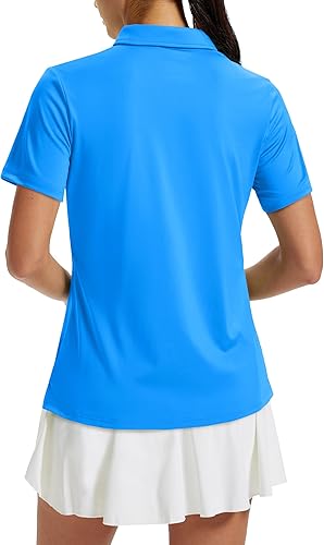 Vista 2 de TACVASEN Camisas polo para mujer, con protección solar UPF 50+, manga corta, secado rápido, cuello de 3 botones, ligeras