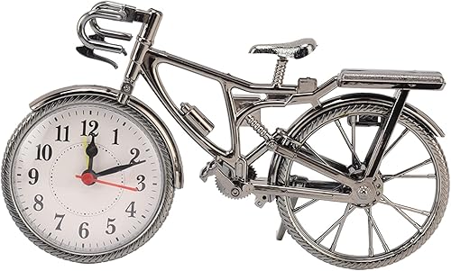 Miniatura 6 de ViaGasaFamido Vintage Bike Clock Lifelike Retro Desktop Alarm Clock for Home Office, Premium Compact Ornament Table Clock