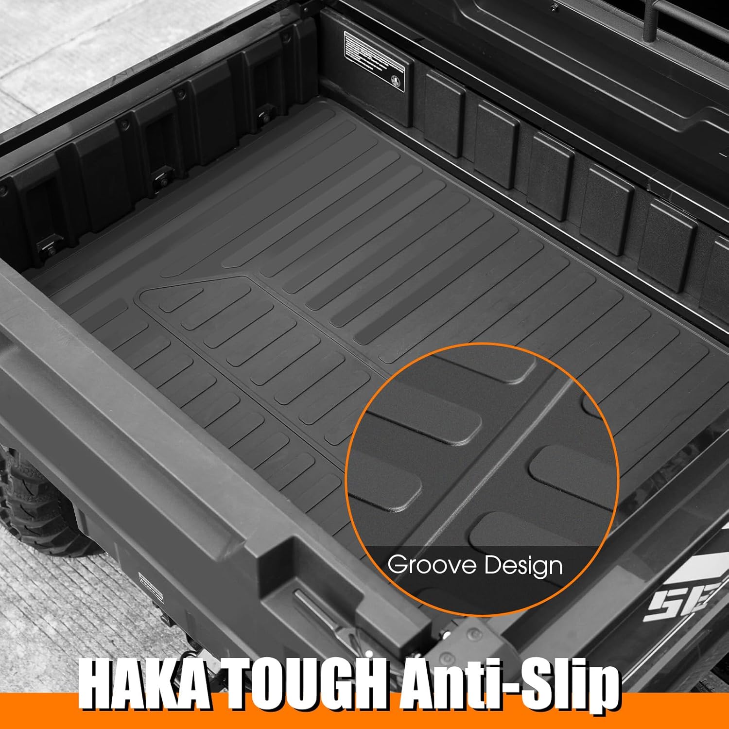 HAKA TOUGH Cargo Bed Mat for Kawasaki Mule Pro MX Accessories 2019-2024, All Weather Protection TPE Rear Cargo Bed Liner for Kawasaki Mule PRO-MX EPS 19-24, Rubber Bed Mat Liner, Replace #99994-1188