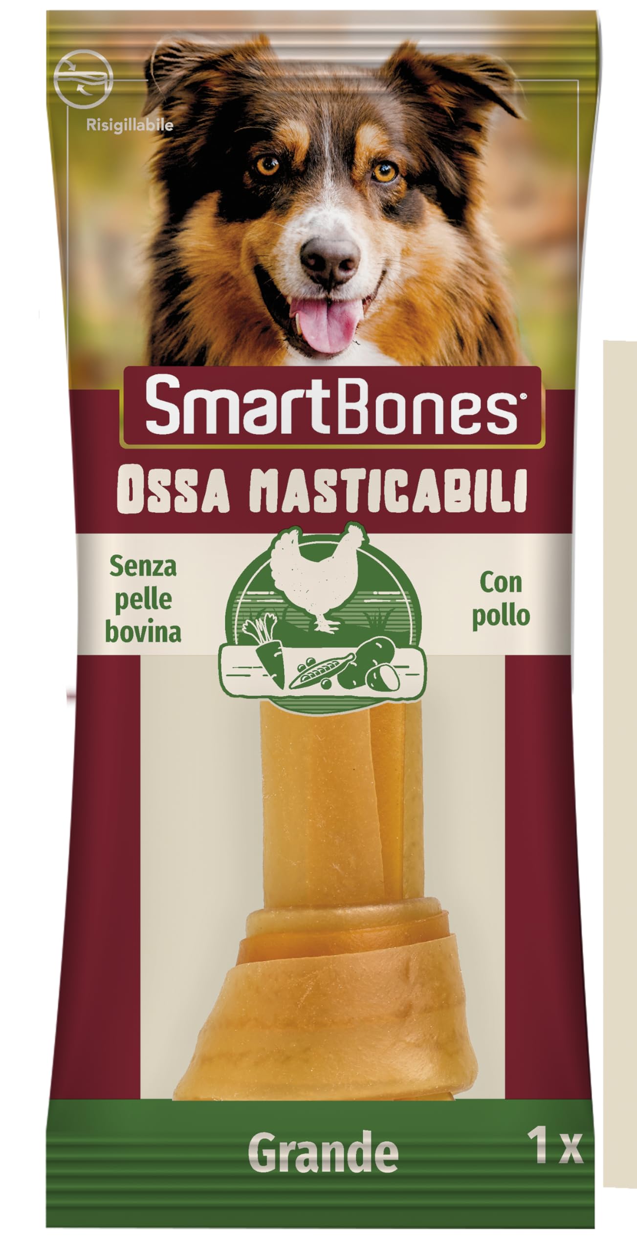 SmartBones Ossa masticabili Grande Pollo per Cani di grande Taglia, Morbide, Senza pelle bovina, 1 pezzo