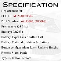 Vista 3 de Llave de mando a distancia para auto, reemplazo para Jeep Grand Cherokee 2014-2022 Dodge Durango, botón de inicio con 5 botones, control remoto