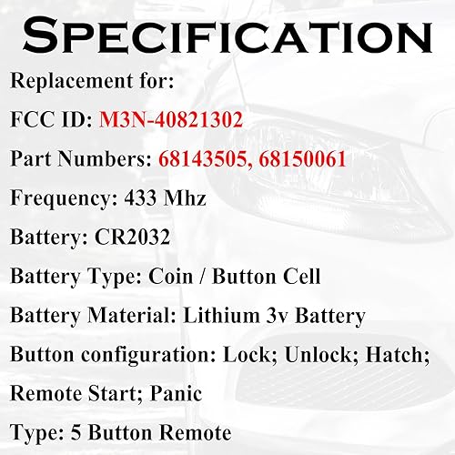 Miniatura 3 de Llave de mando a distancia para auto, reemplazo para Jeep Grand Cherokee 2014-2022 Dodge Durango, botón de inicio con 5 botones, control remoto