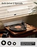 ANGELS HORN Platine Vinyle, Tourne Disque Bluetooth, Tourne Disque Vinyle avec Cartouche Magnétique AT-3600L à 2 Vitesses 33 + 45 TR/Min, Prise en Charge de la Sortie RCA - 2