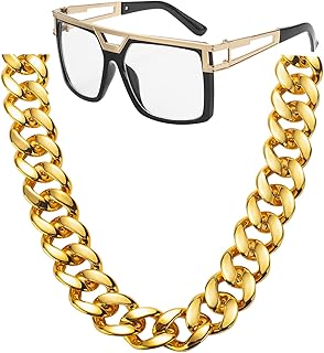 80s 90s Hip Hop Costume Jewelry Gold Chain for Women Men Gold Chain Rapper