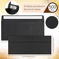 Vista 2 de Jutom 500 sobres de papel kraft tamaño carta a granel #10 Negocios fuertes sellados 4-1/8 x 9-1/2 pulgadas, sobres de correo imprimibles para Negro