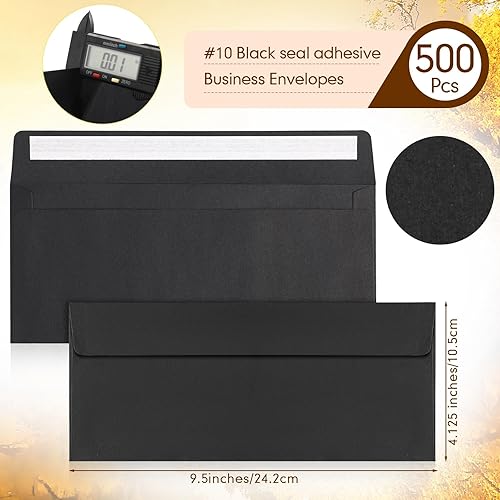 Miniatura 2 de Jutom 500 sobres de papel kraft tamaño carta a granel #10 Negocios fuertes sellados 4-18 x 9-12 pulgadas, sobres de correo imprimibles para oficina