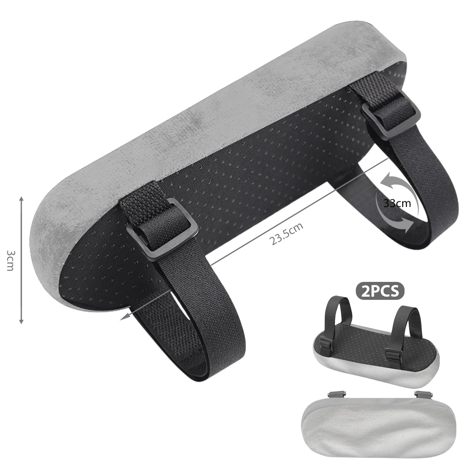 2 cuscini per braccioli ergonomici, per sedia da ufficio, sedia a rotelle (grigio)