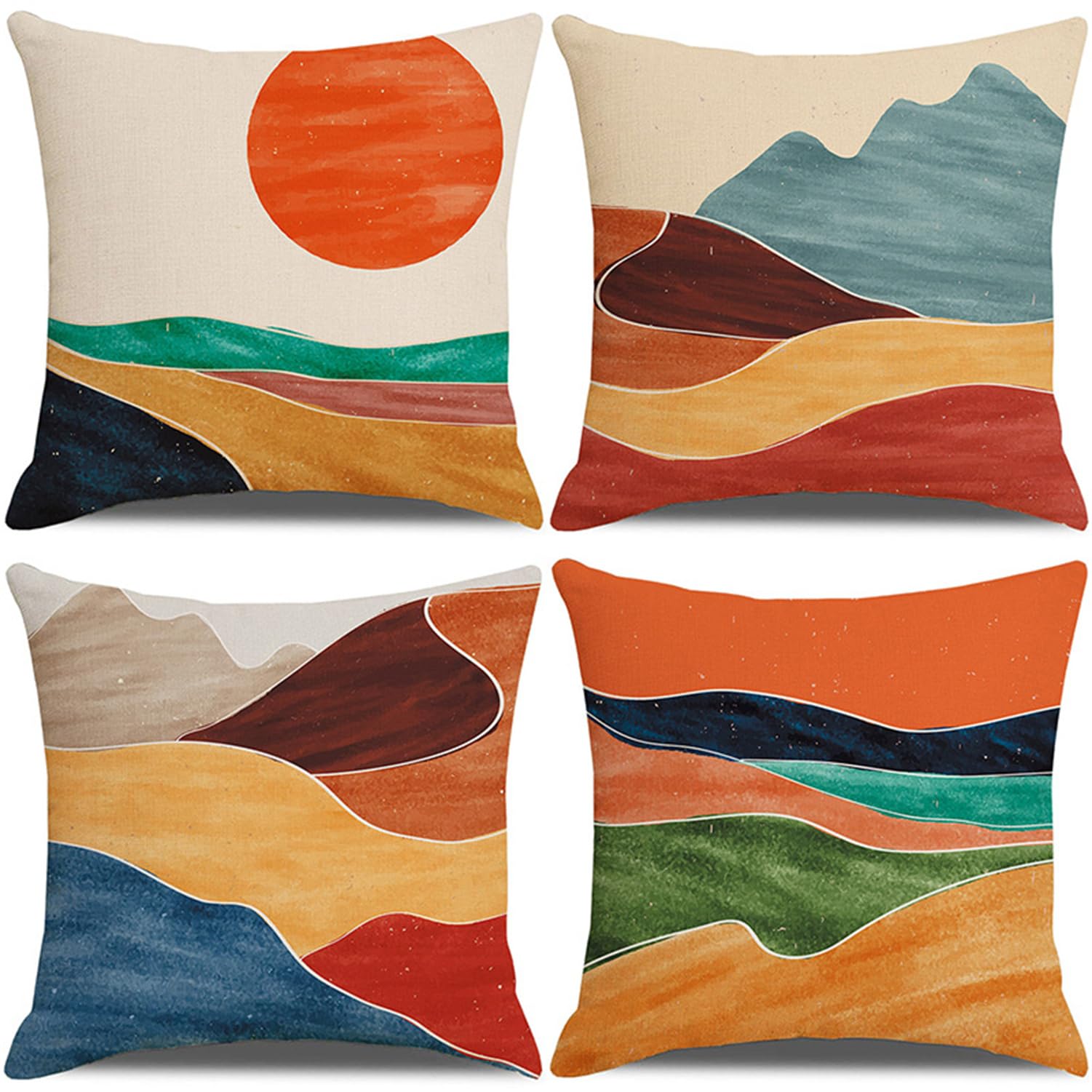 Federe Cuscini Divano 60x60cm Set di 4 Cuscini Divano Impermeabili Biancheria Cuscini Decorativi Copricuscini per Sedia Cuscino Esterno Giardino Camera da Letto Soggiorno Auto Landscape