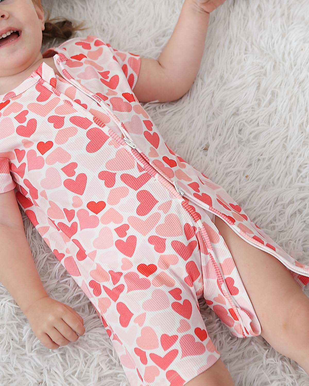 Bafeicao Baby 2 Pack Bamboo Viscose Sleeper Romper Soft Ribbed Short Sleeve 2 Way Zipper Summer Pajamas Clothes