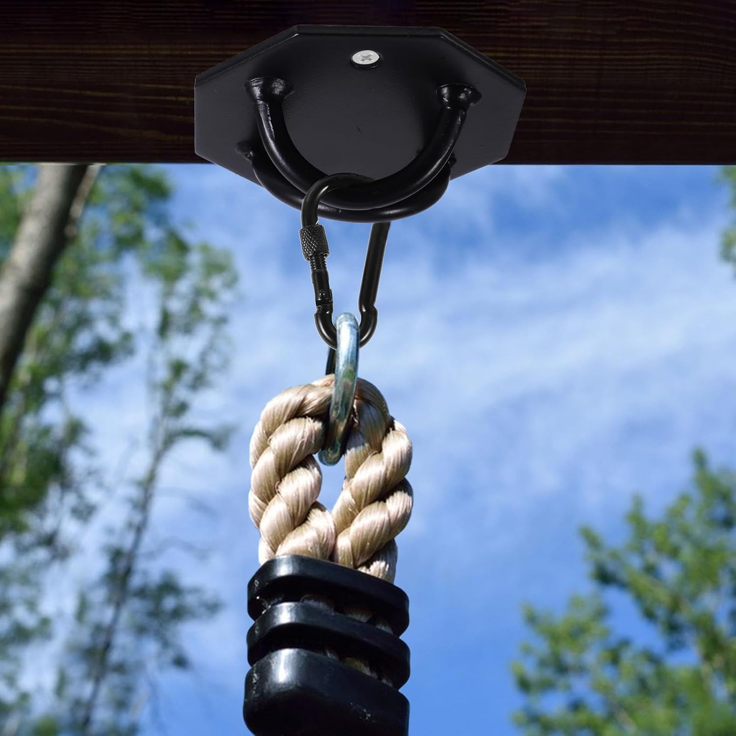 Heavy Duty Punching Bag Wall Mount Hook Set, Black Hexagonal Dual Locking Suction Cup Sandbag Fixing Plate, Swing Hanger Hardware for Boxing Training and Home Gym
