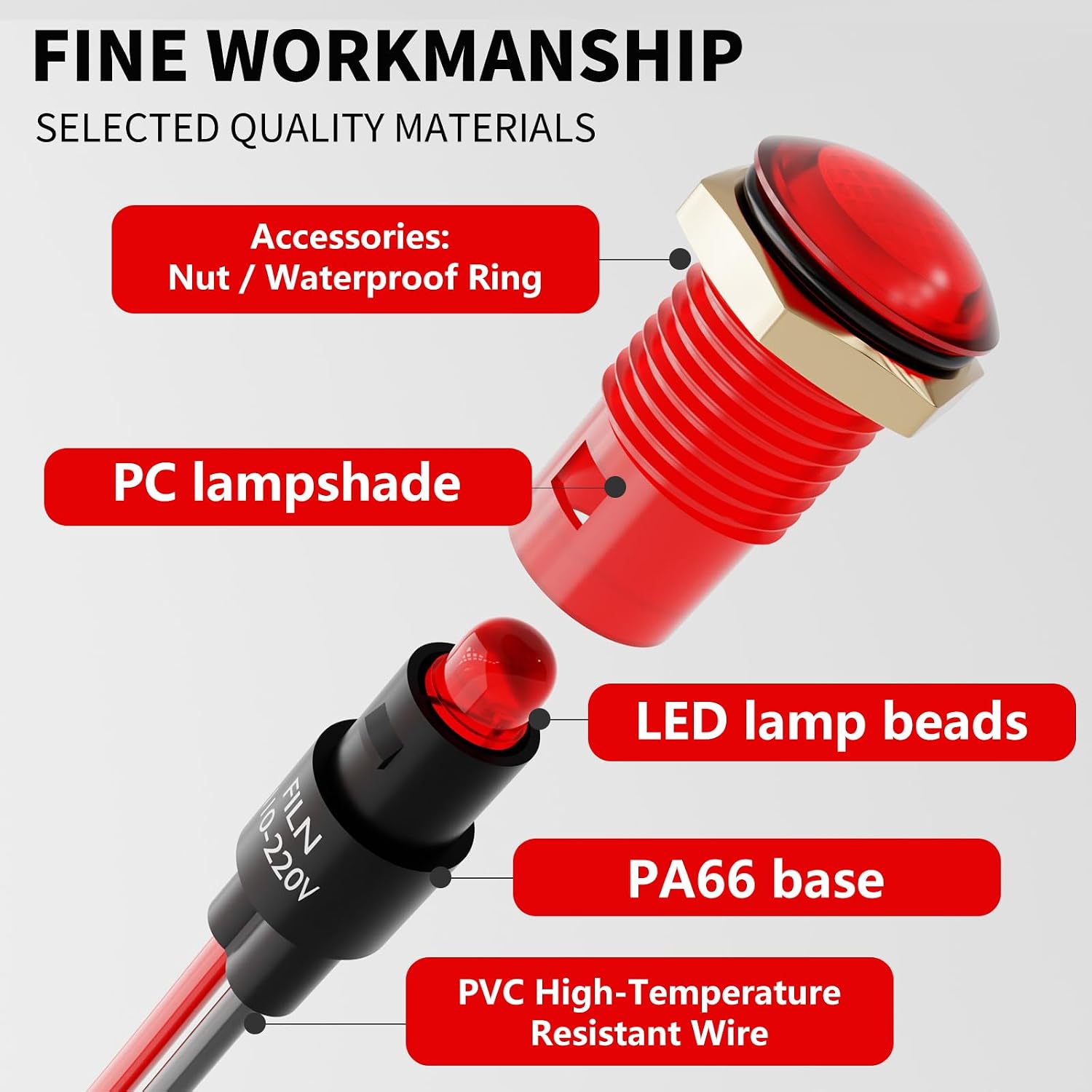 10PCS 8mm 5/16" Small 12V LED Indicator Lights IP67 Waterproof 5-24VDC