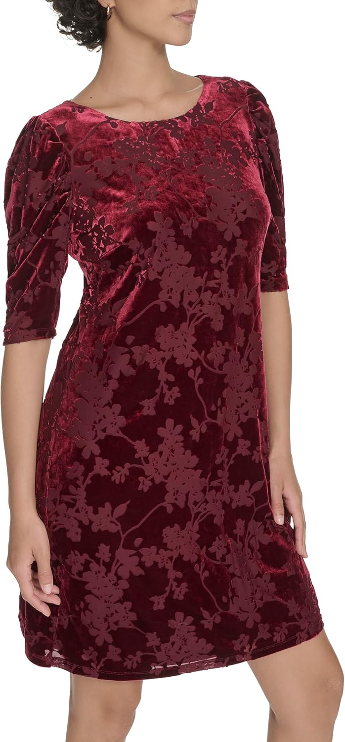 Tommy Hilfiger Womens Short Ruched Sleeve Boat Neck Shift Mini Dress - Image 3