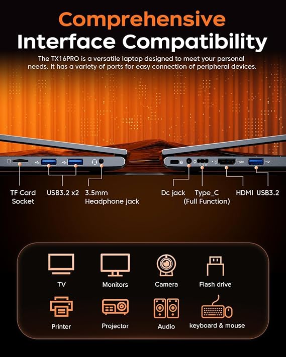 KAIGERR 2026 New Light Gaming Laptop, 16.0inch Laptop Computer with AMD Ryzen 7 7730U(8C/16T, Up to 4.5GHz), 16GB RAM 512GB NVMe SSD, Radeon RX Vega 8 Graphics,WiFi 6