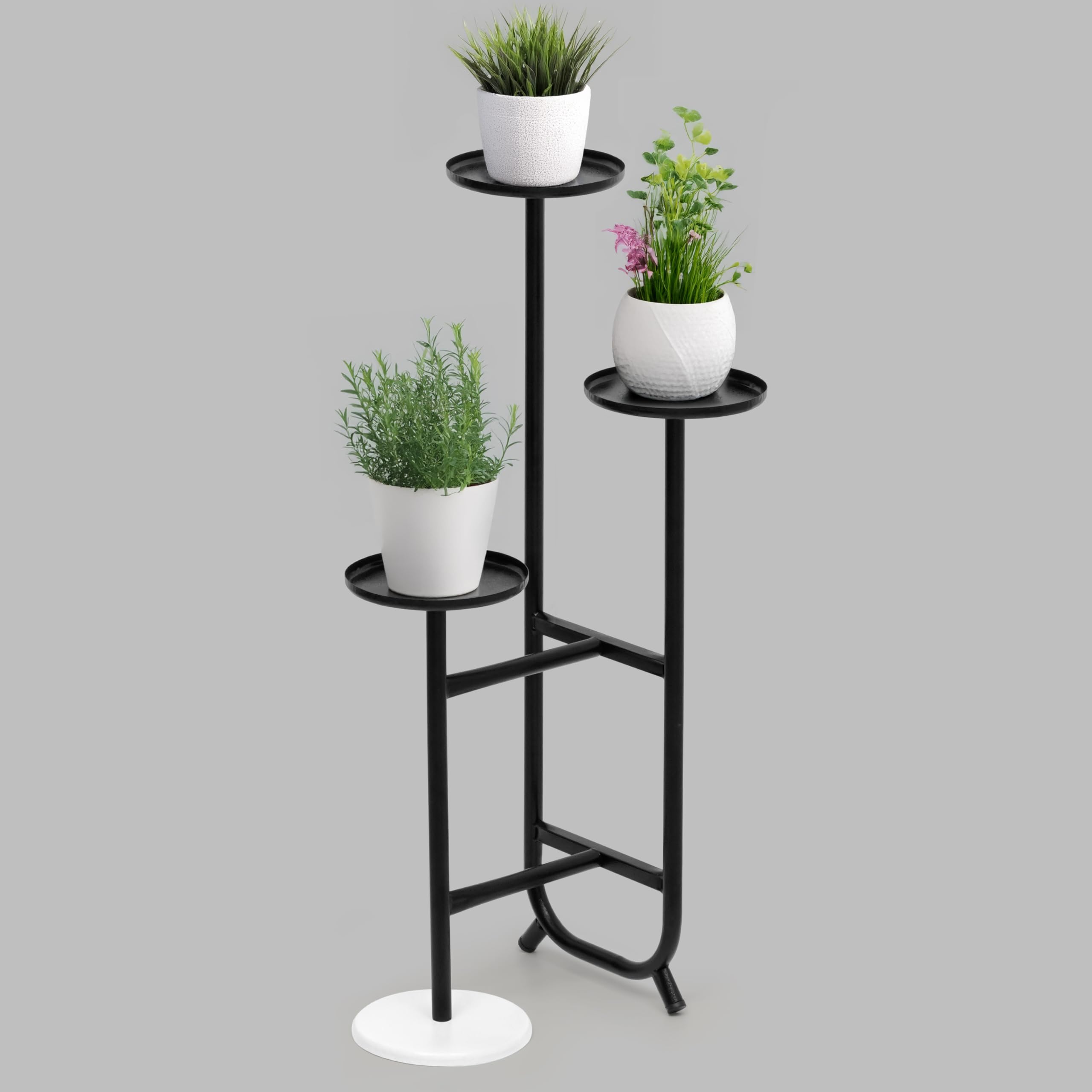 Livzing 3 Tier Metal Tall Plant Stand | Planter stand for Living Room, Bedroom and Balcony | Modern Aesthetic Home Decor Corner Stand | Gamla Plants Stand | Flower pot holder for Indoor and Outdoor
