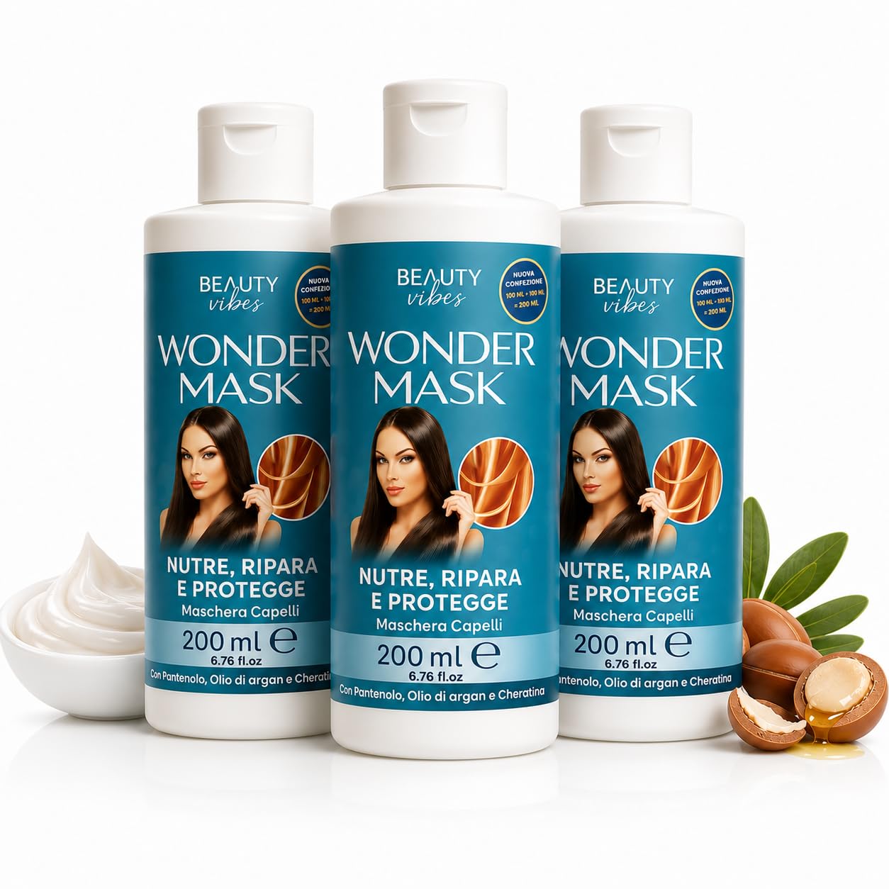 Wonder Mask Crema Capelli Lisci 600 ml – Maschera Ristrutturante con Cheratina – Trattamento Idratante e Lisciante
