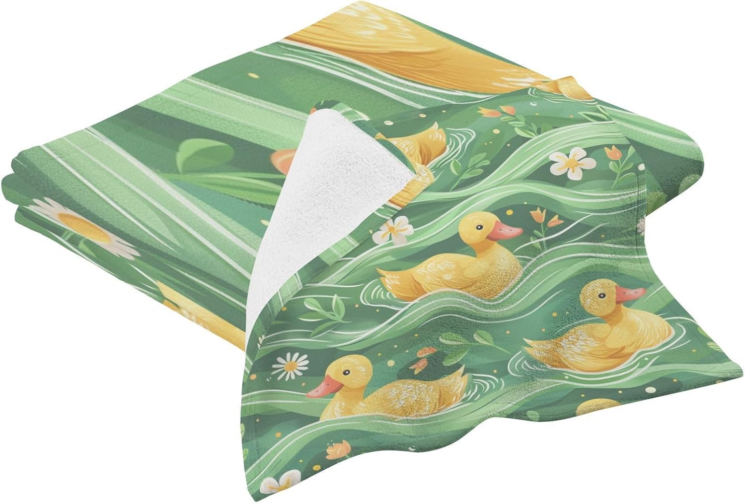 Hand Towels Premium Soft and Highly Absorbent Ducky Pattern with Waves 2 Pcs Towels for Bathroom Set 100% Cotton Decorative Face Towels