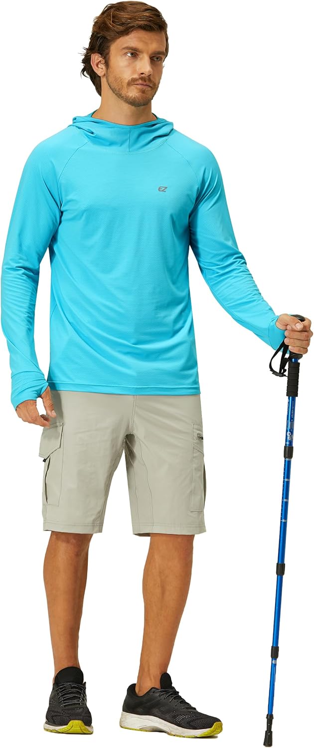 Mens UPF 50+ Long Sleeve Sun Protection Hoodie Swim Shirts Rash Guard for Men UV Protection Fishing Clothing SPF Shirts - Image 4