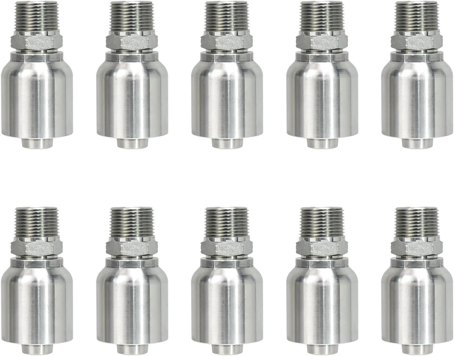Hydraulic Hose Fittings Hose x Male NPT Pipe 10 Pack (3/4" Hose x 3/4" Male NPT Pipe)