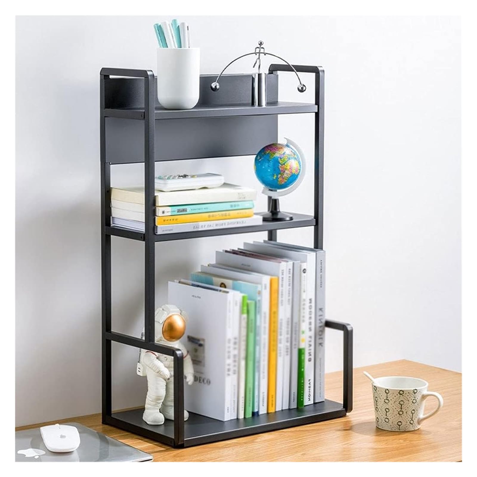 Slish nizer - Piccolo scaffale multi-strato in acciaio inox per riviste Boo, CD e cartelle, per camera da letto e cucina