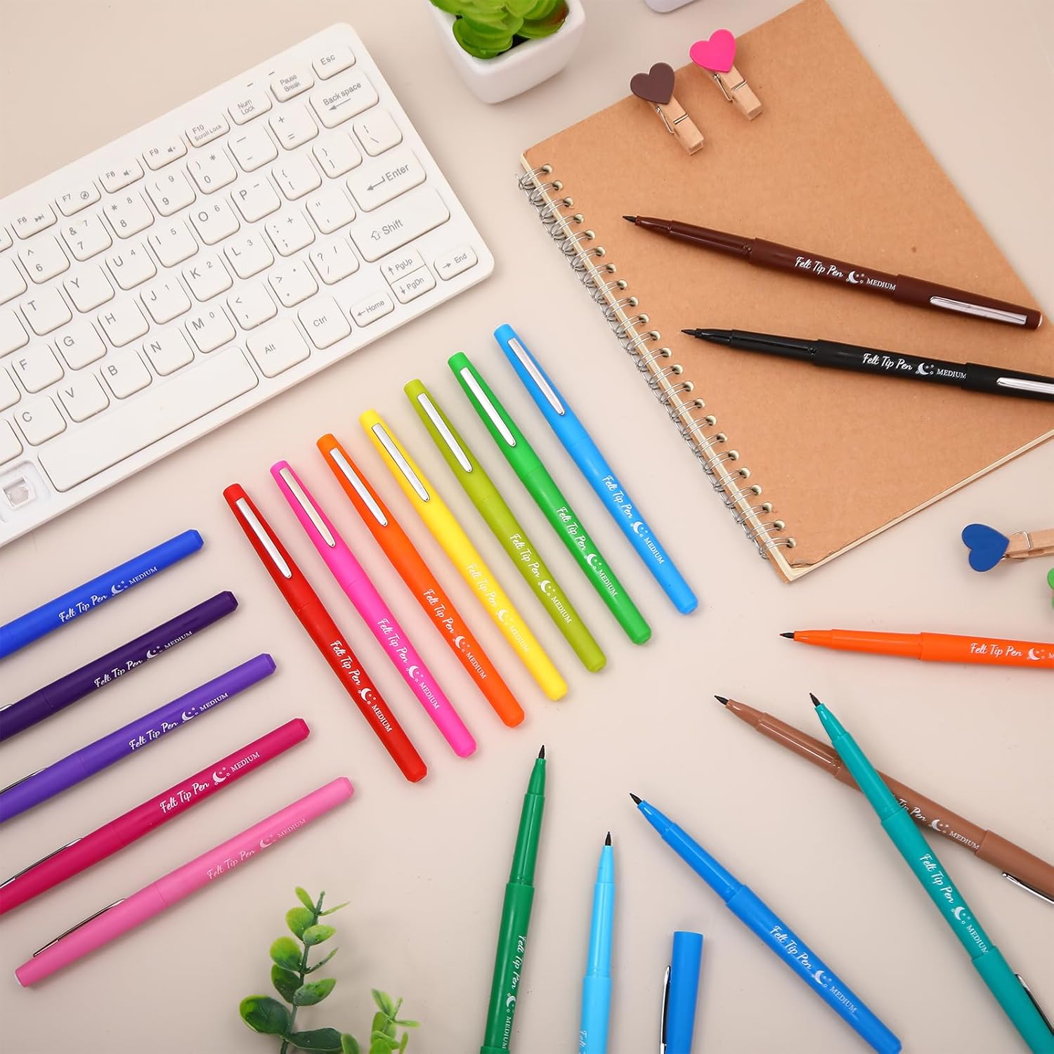 20 Pcs Felt Tip Pens 0.7mm Colored Felt Pens Marker Medium Point Journal Planner for Journaling Writing Note Taking Art Office Supplies - Image 7