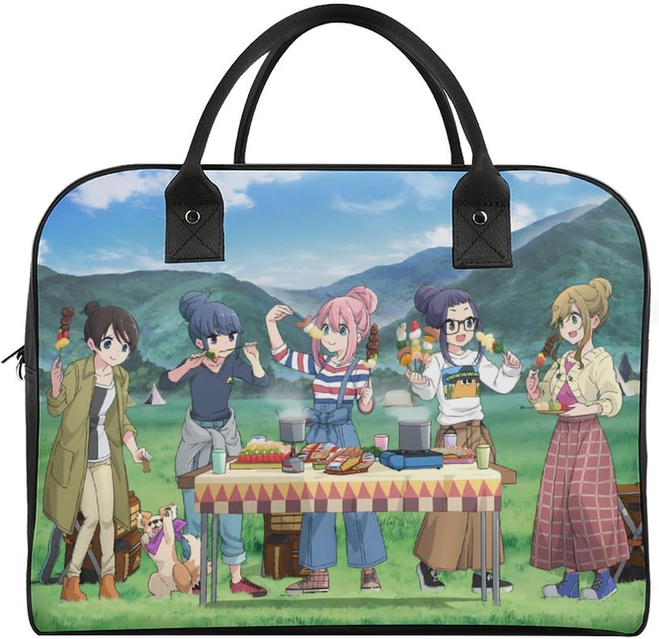 [Tavinesd] ゆるキャン△ ハンドバッグ メンズハンドバッグショッピングバッグエコバッグ 耐久性のあるショルダーコンビニエン