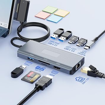 10 in 1 Microsoft Surface Docking Station with Charging Surface Dock HDMI Ethernet with SD/TF Slot USB 3.0+2 x USB C 3.0+ USB C PD1 x Surface Pro 11/10/9/8/X/7/6/5 Docking Station for Surface Laptop