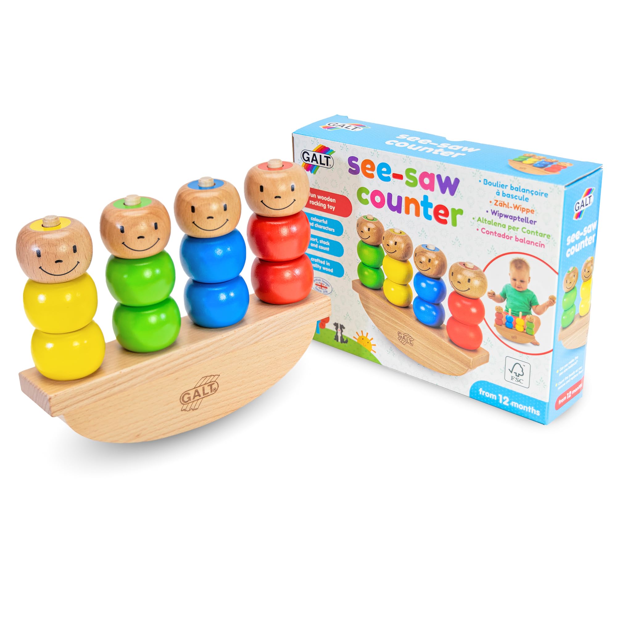 Galt See-Saw Counter - Wooden Baby Toy & Kids Stacking Toy - Cause & Effect Seesaw Toy