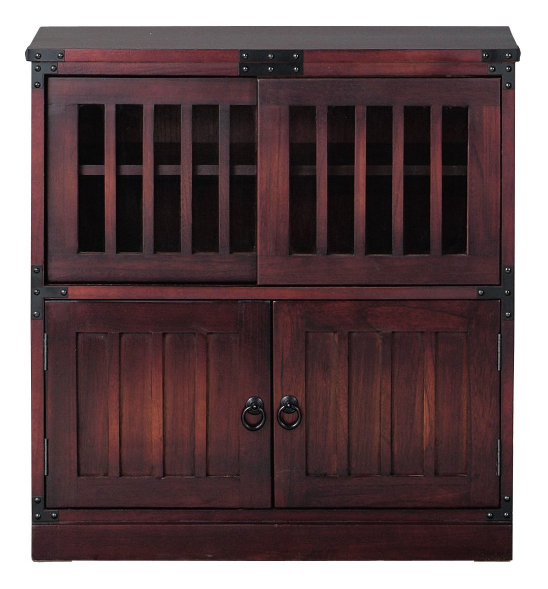 Amazon｜クロシオ 民芸調水屋 幅67cm 水屋箪笥 和家具 ブラウン 完成品 