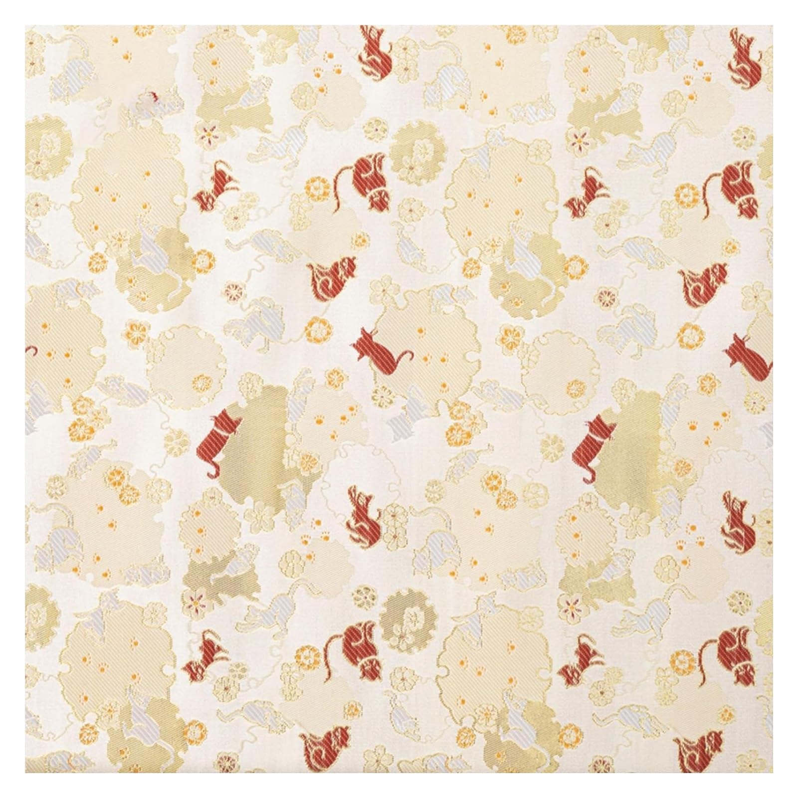 Tissu chat japonais haute densité beige anti-effilochage pour coussin