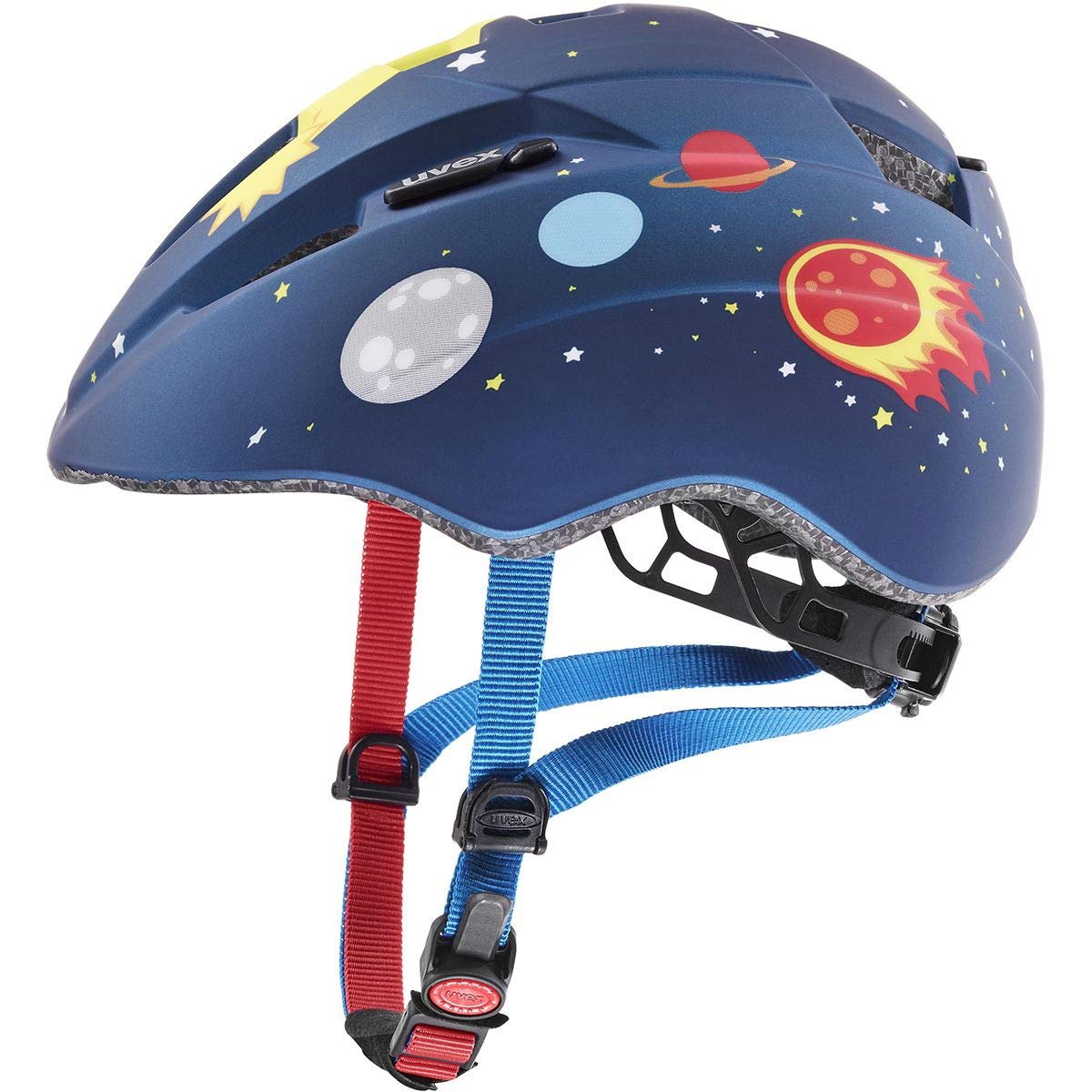 uvex Kid 2 cc - Lightweight Kids Bike Helmet for Children - Individual Fit - Upgradeable with an LED Light - Dark Blue Rocket Matt - 46-52 cm
