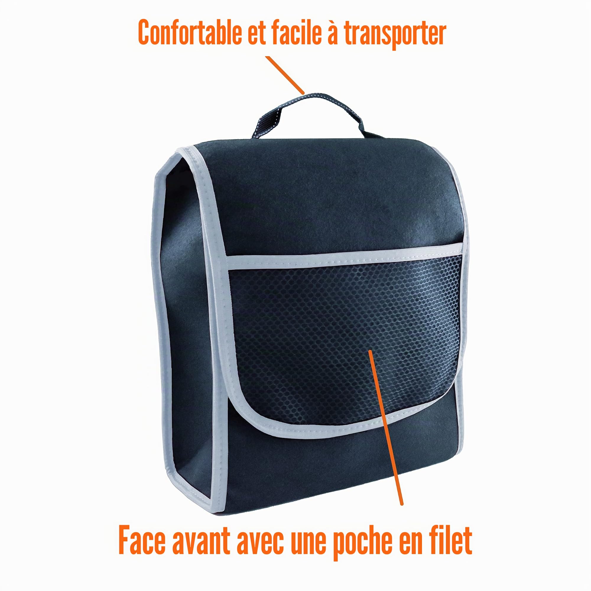 L & P Car Design Petit sac de rangement pour coffre de voiture avec fermeture Velcro (noir et gris)