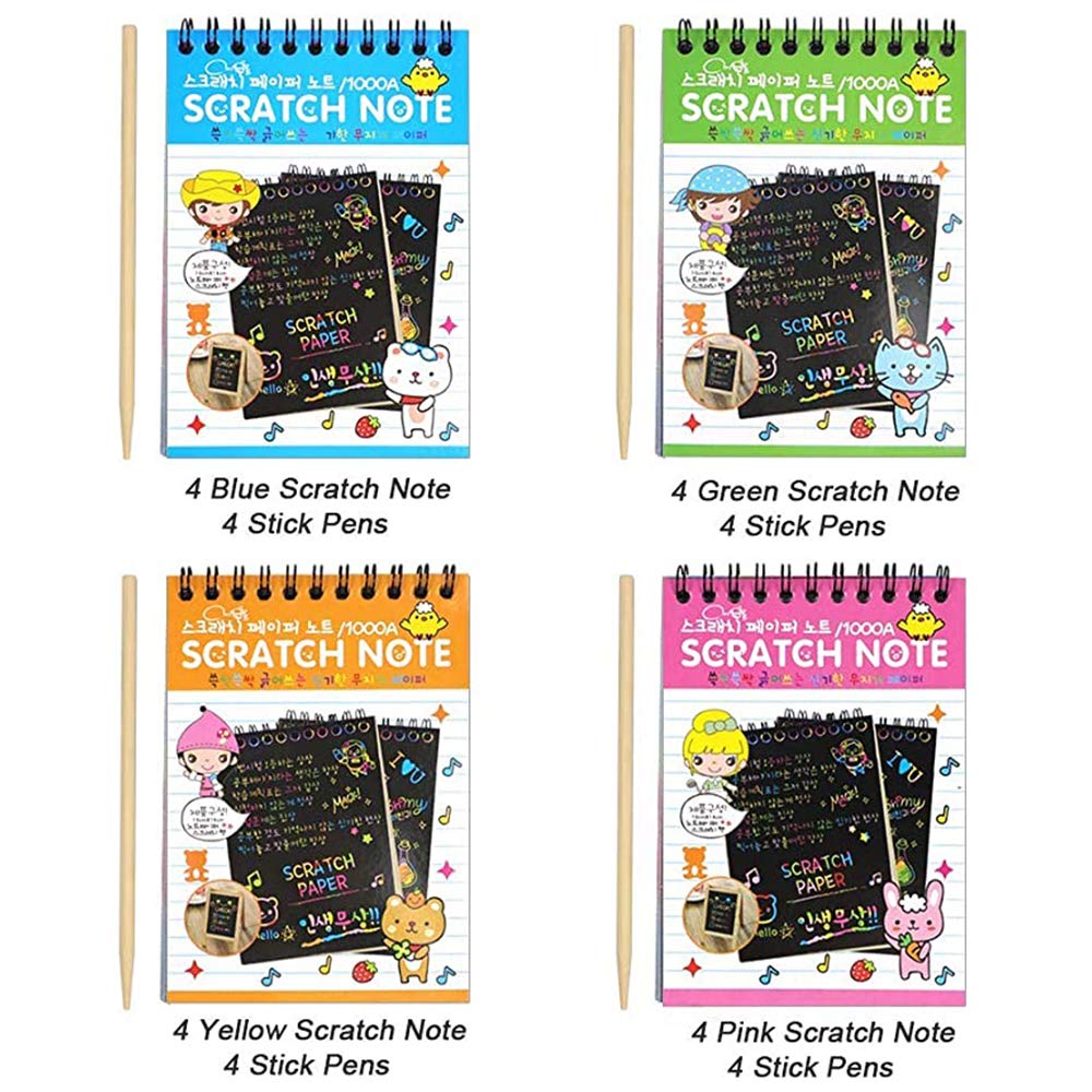 16 Pack Scratch Arts and Crafts Notebooks Scratch Note Pads Sketch Art
