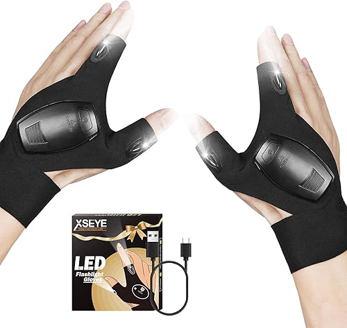 XSEYE Regalos para el día de San Valentín, guantes de linterna LED recargables, regalos de cumpleaños de aniversario para él, accesorios geniales