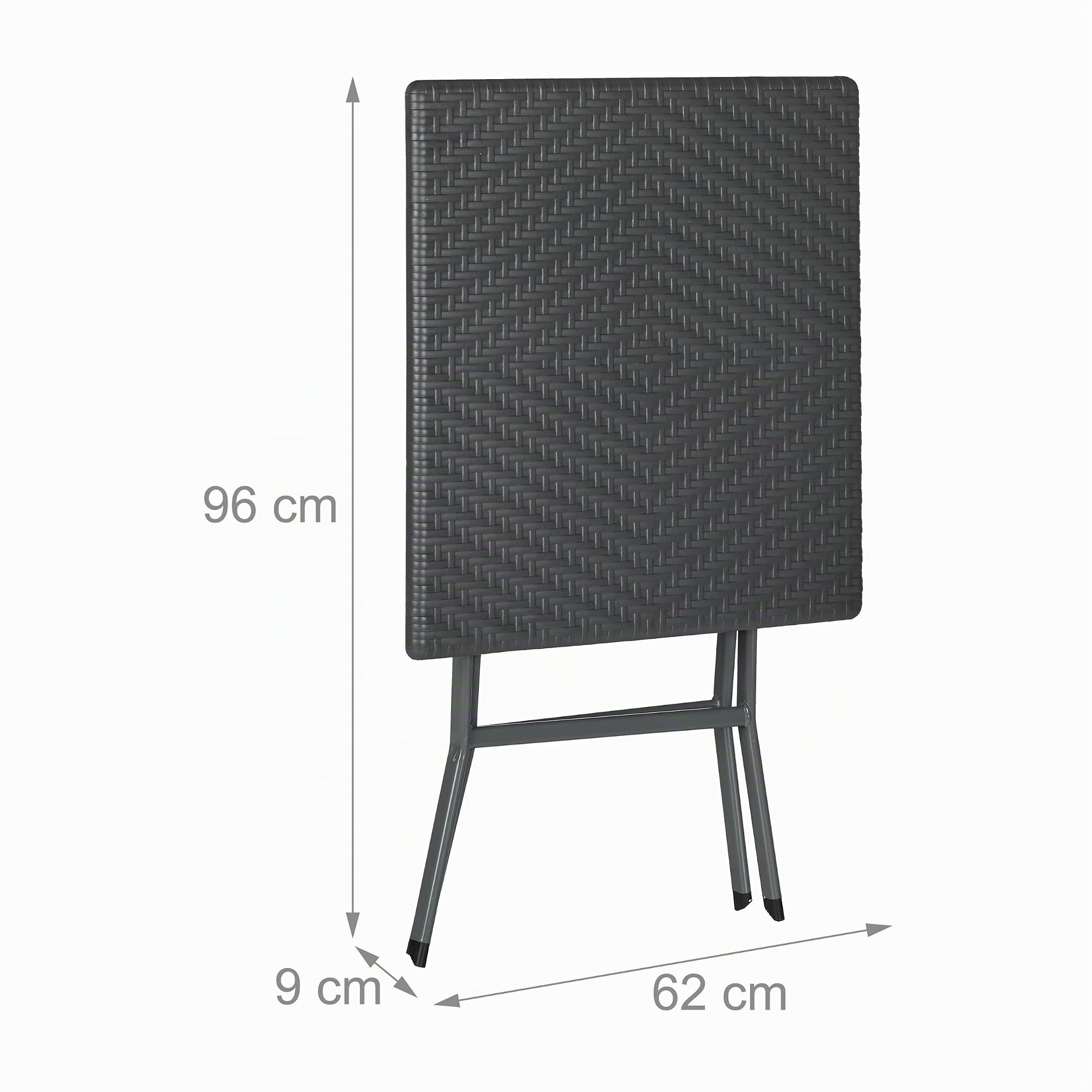 Relaxdays Gartentisch, klappbar, HxBxT: 73 x 62 x 62 cm, Rattanoptik, Kunststoff, Stahl, wetterfester Balkontisch, grau