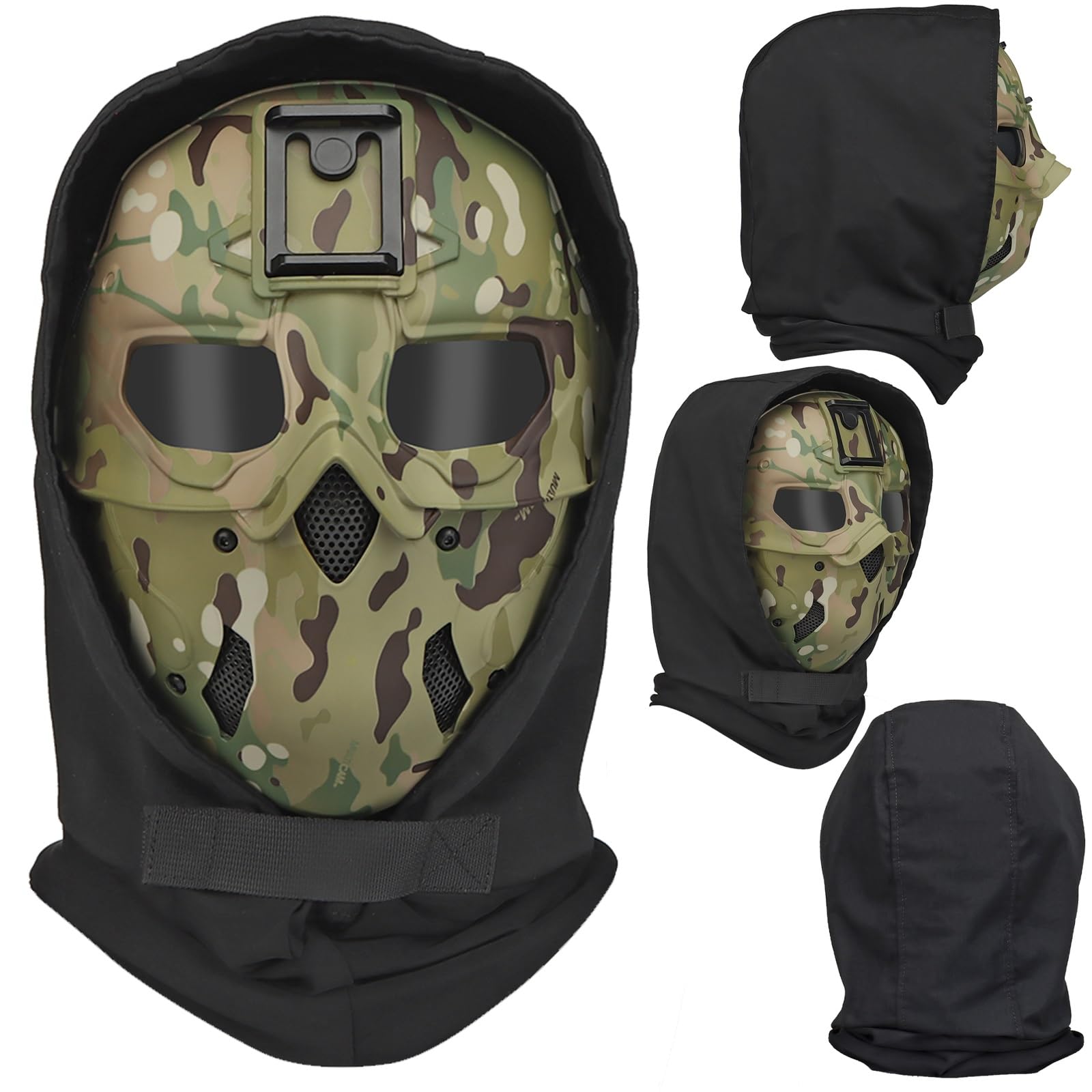 Set di maschere protettive for softair Maschera a pieno facciale con protezione for le orecchie for uomini adulti Donne BBS Paintball Shooting CS Giochi di sopravvivenza Cosplay