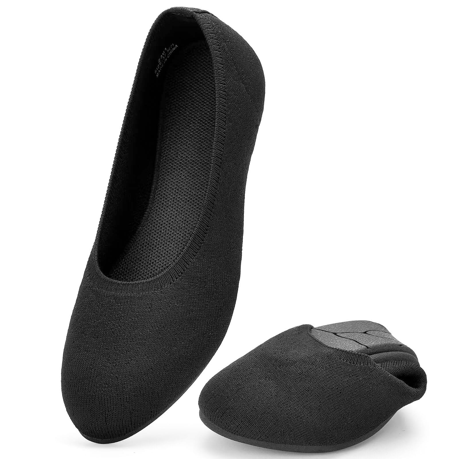 Puxowe Damen Ballerina Runde Zehe Stricken Flache Schuhe Komfort Weich Slip On Ballerina Walking Flats Schuhe für Frauen Niedriger Keil Lässig