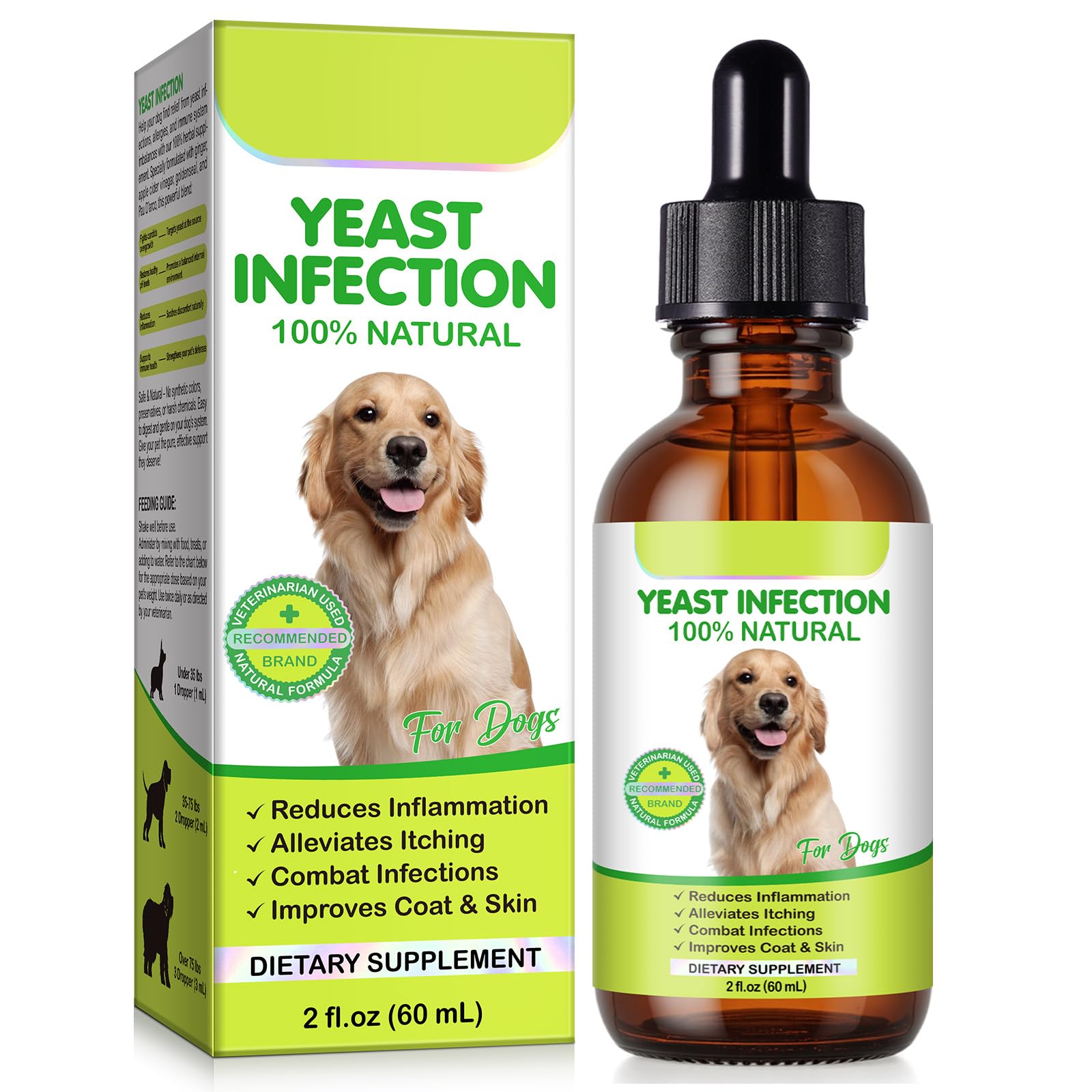ZODENIS Yeast Infection Treatment For Dogs，60Ml Dog Ear Infection Treatment，Itchy Skin Relief Stinky Stuff Supports Healthy Skin & Coat - Vet-Recommended Formula