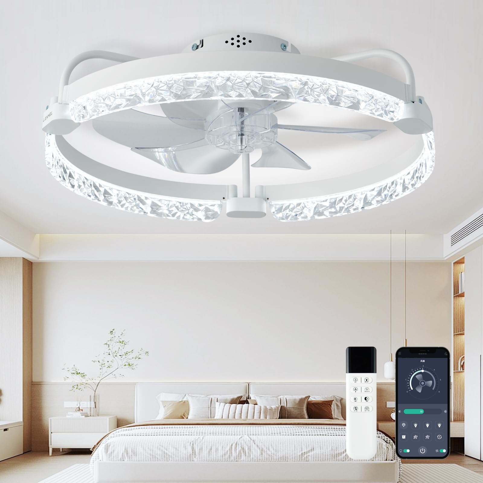 LANMEL 20 Inch Low Profile Ceiling Fans with Lights and Remote,7