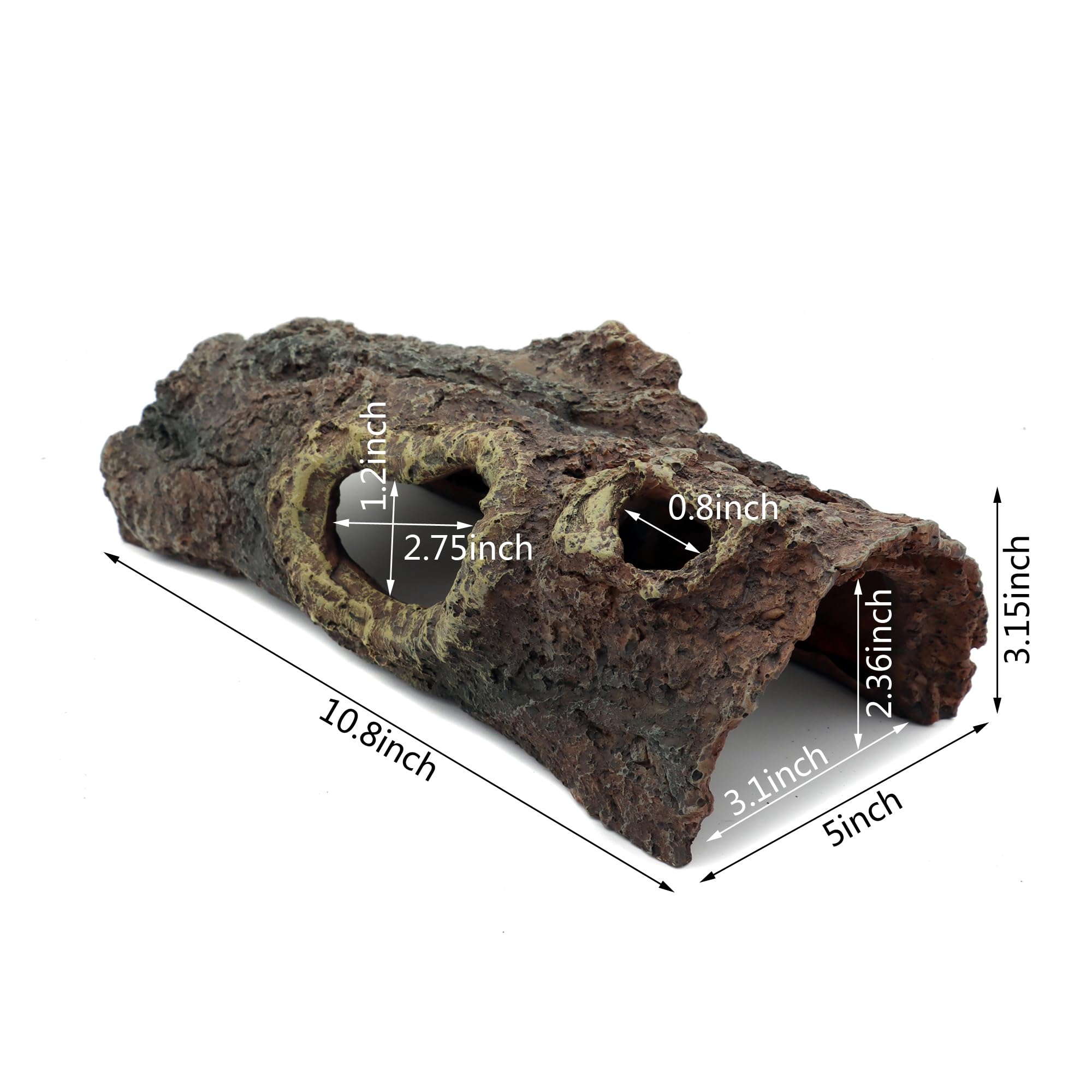 JIHAQUA Decorazione per terrario in resina per acquario, lucertola, serpente o rettile, lucertola, ragno e caverna per pesci d'acquario (corteccia media C)