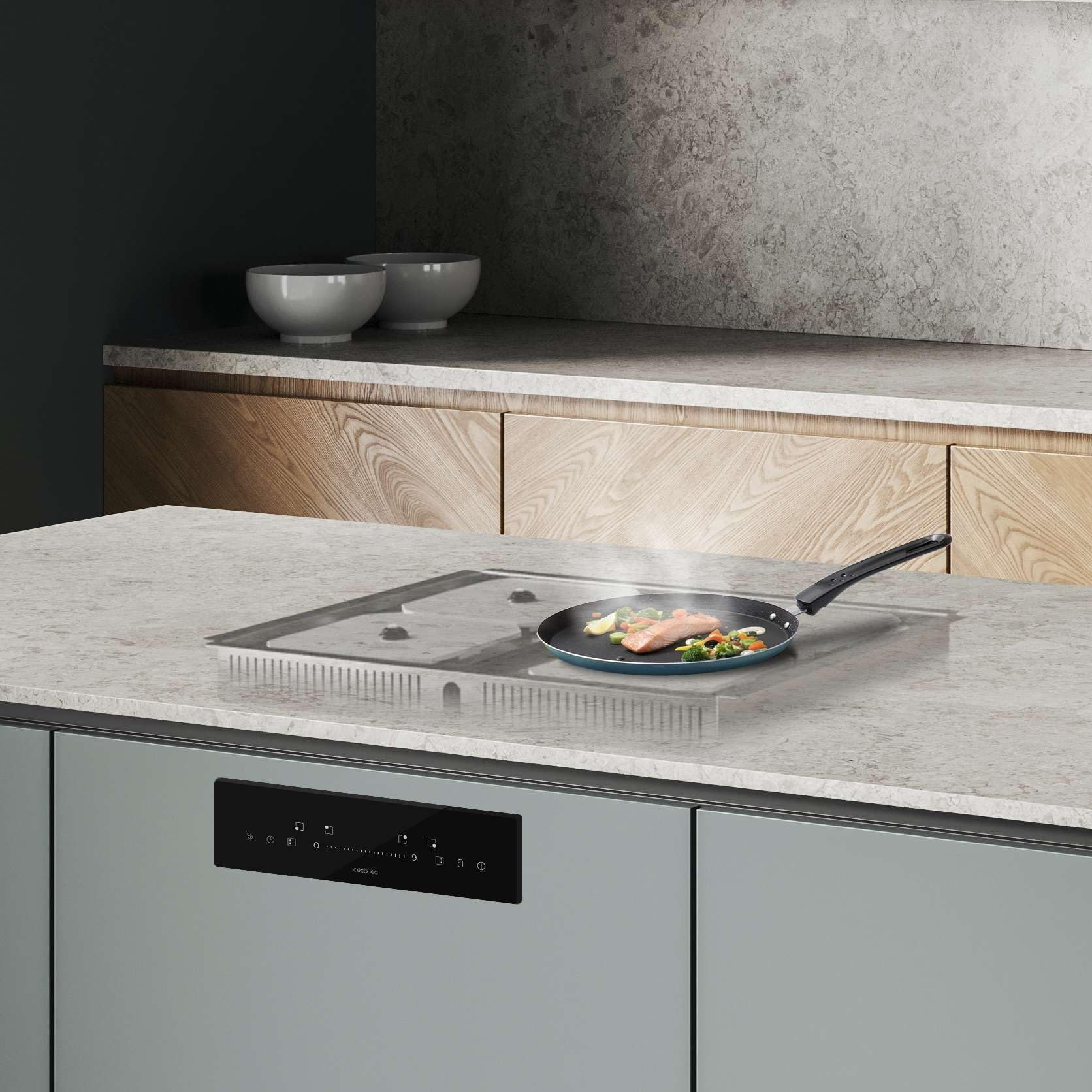 Cecotec Niewidoczna płyta indukcyjna 60 cm Bolero Squad I 4300 Invisible FullFlex. 7200W, panel z suwakiem, strefami FullFlex, 9 prędkościami i funkcją wzmacniacza, timer, blokada bezpieczeństwa