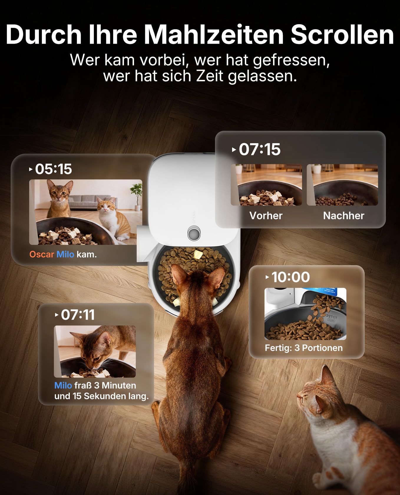 PETKIT YumShare Solo 2 Futterautomat Mit Kamera, Gesichtserkennung für Mehrere Katzen,KI Futterautomat Katze,3L Katzen Futterautomaten,Automatischer Futterspender für Katze und Hund,2.4 & 5G Wi-Fi
