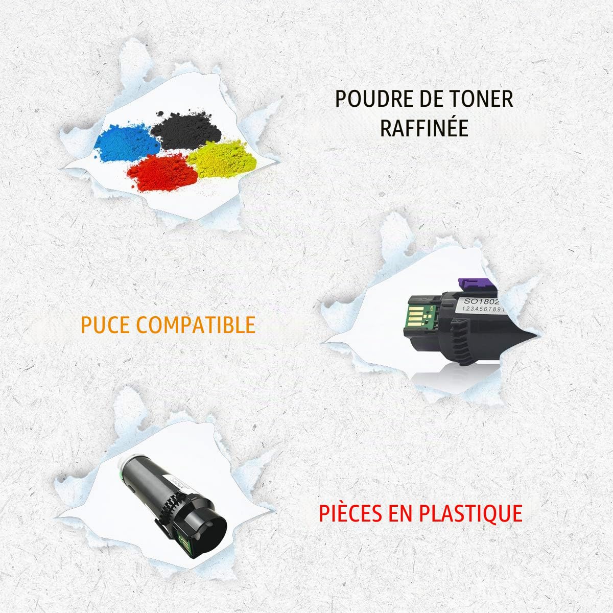 5 Packs Cartouches de Toner compatibles 6510 6515 【Extra High Rende】 5500 Pages BK 4300 Pages C m y pour Xerox 6510n 6510dn 6510dni 6510dnm 6515n 6515dn 6515dni 6515dnm - L'emballage Peut Varier