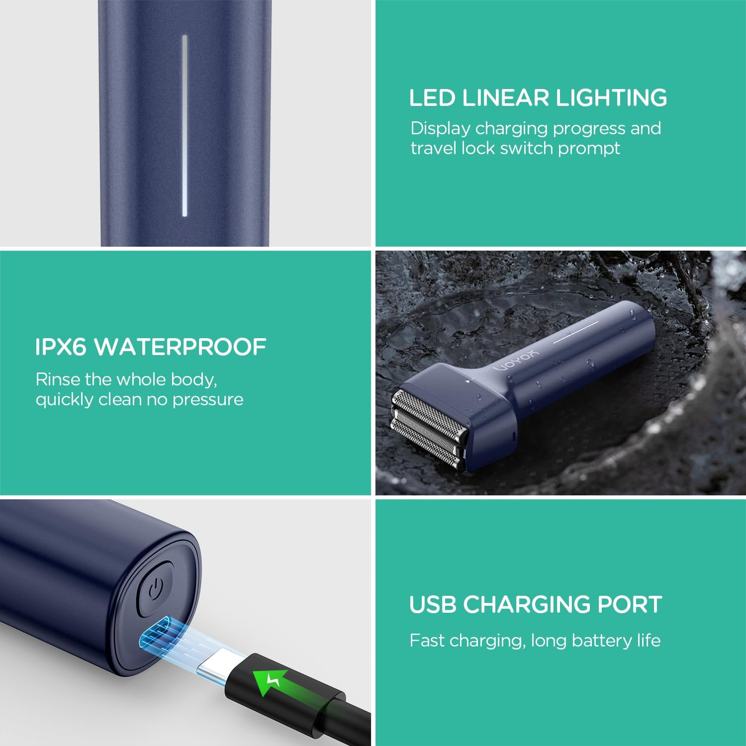 VOYOR TX310 Foil Shaver IPX6 waterproof feature